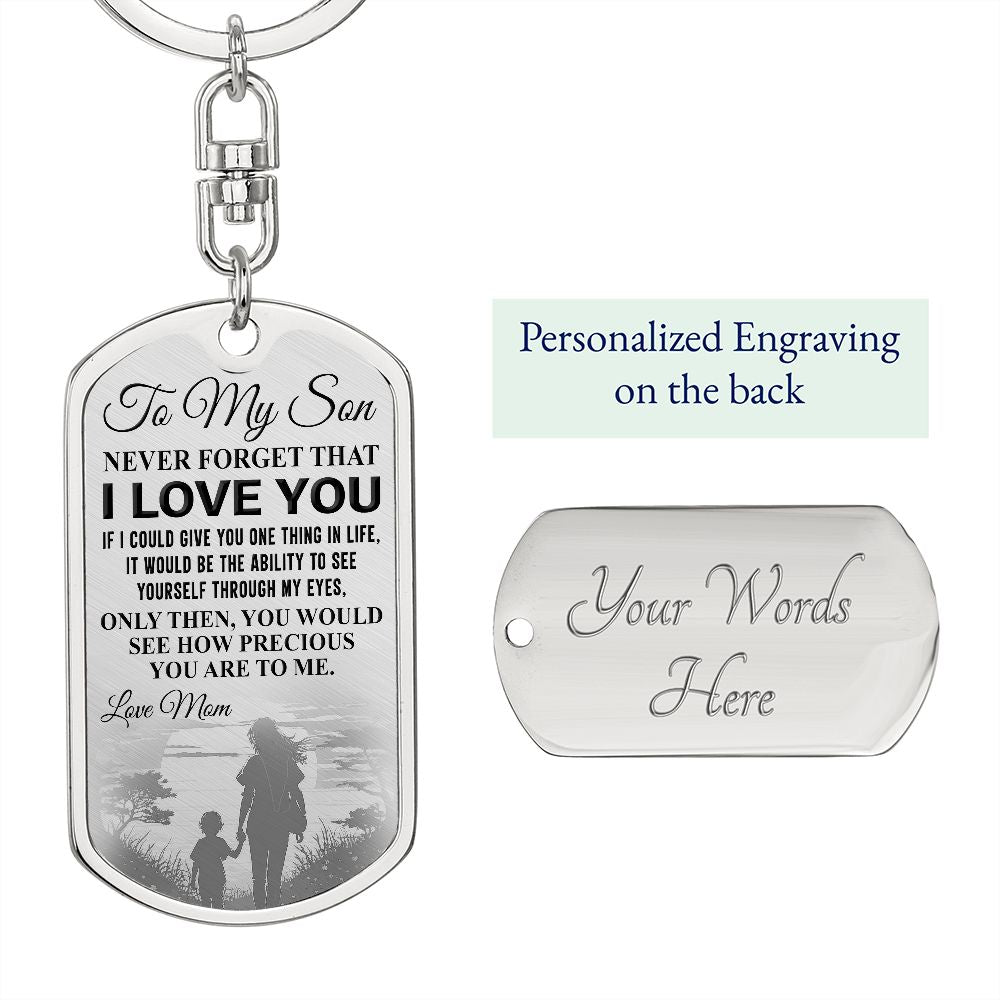 To My Son | Dog Tag With Swivel Keychain
