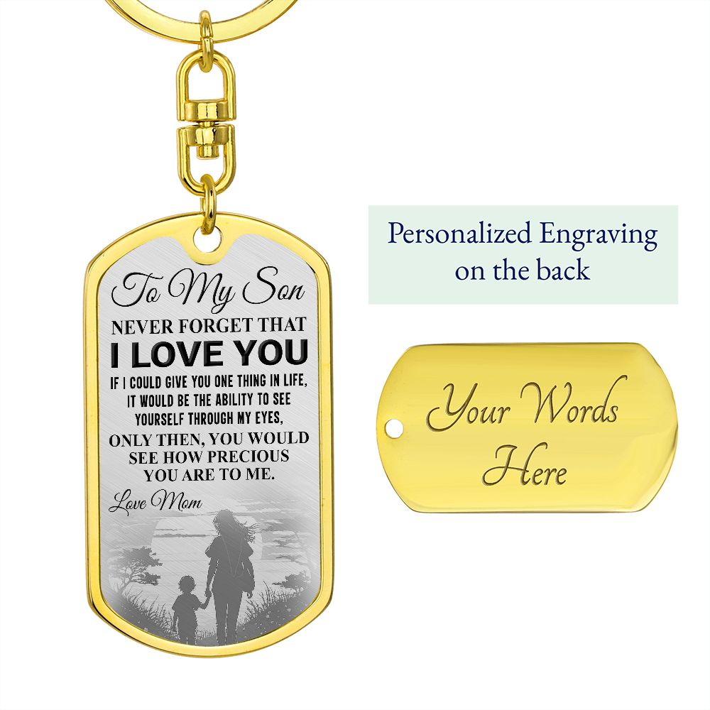 To My Son | Dog Tag With Swivel Keychain