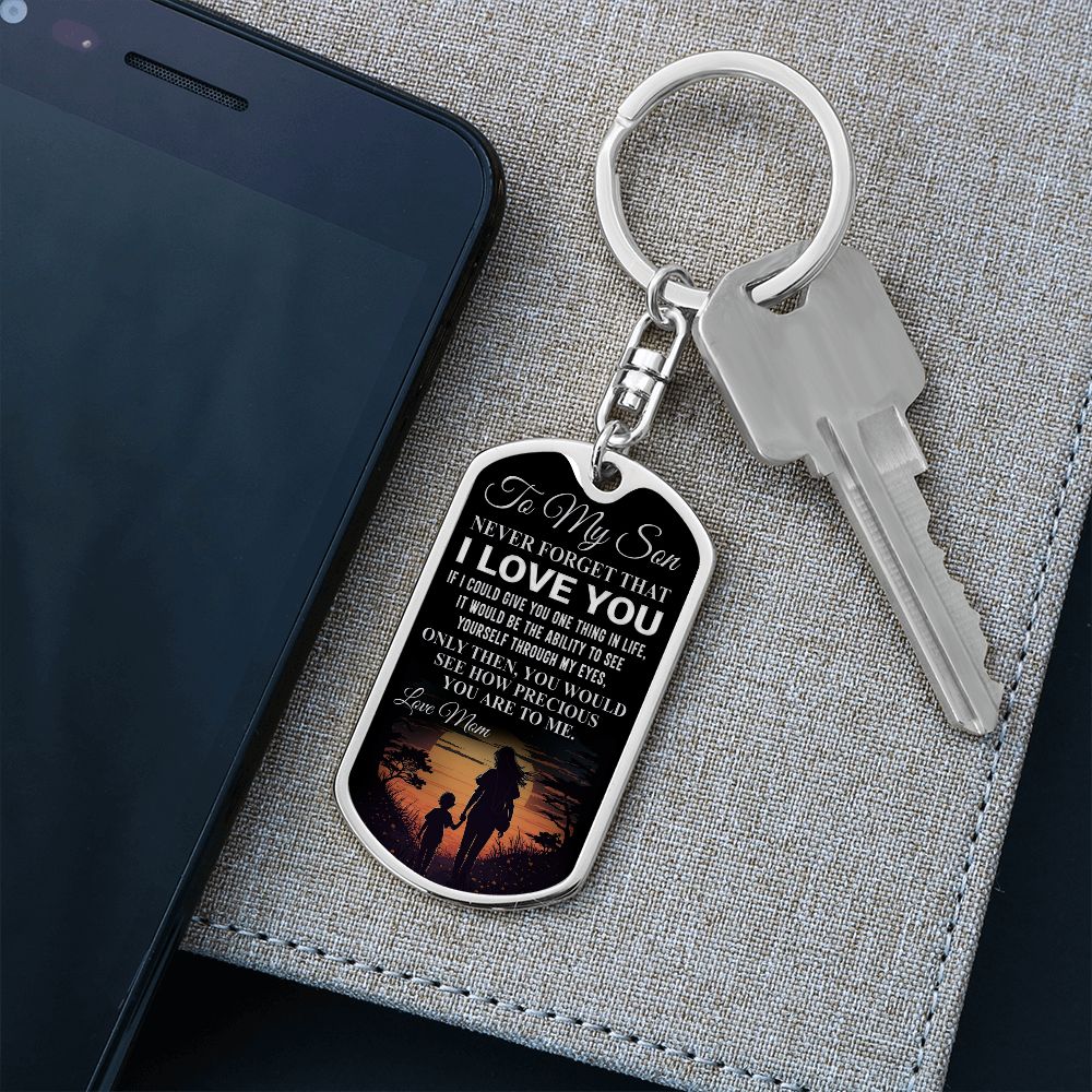 To My Son | Dog Tag With Swivel Keychain