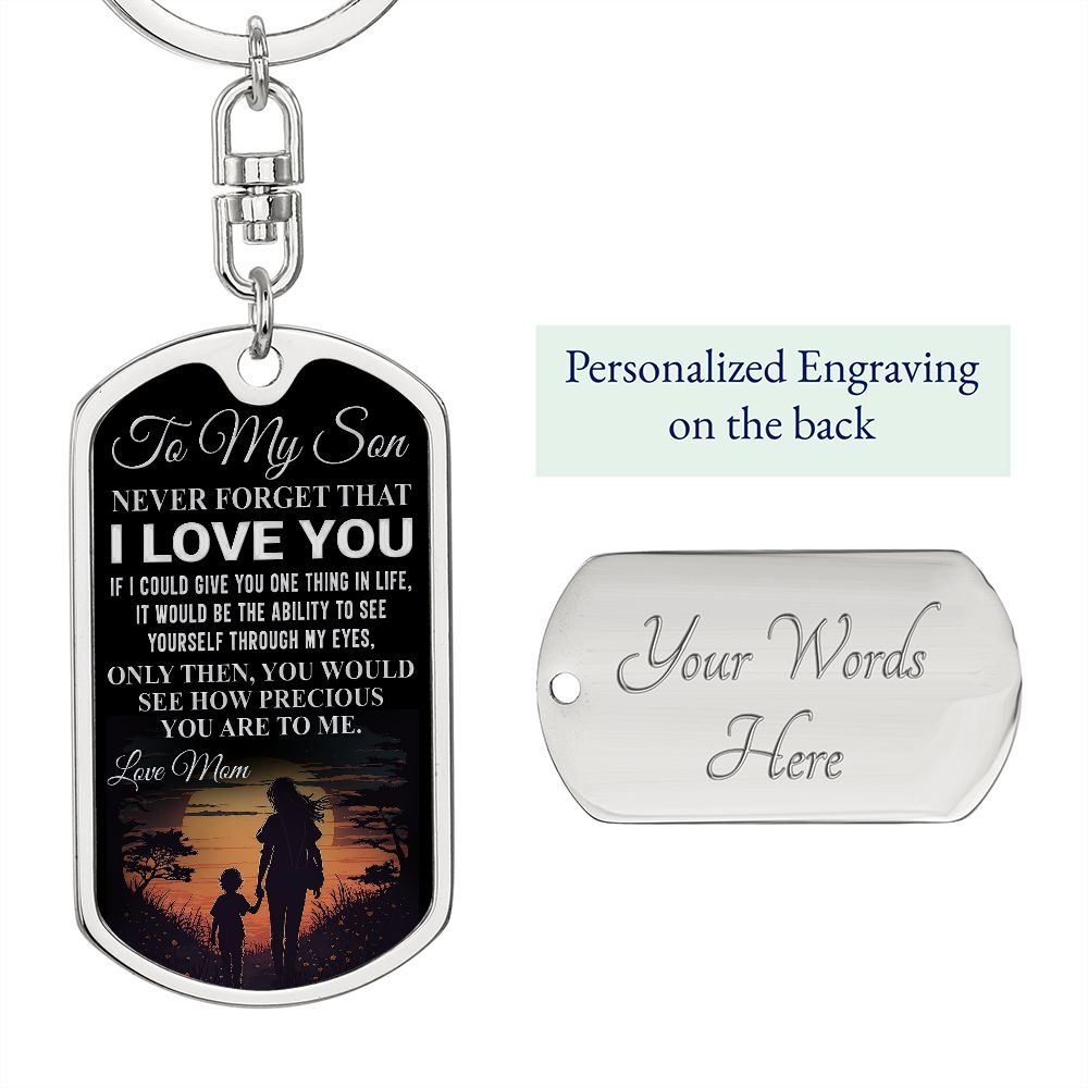 To My Son | Dog Tag With Swivel Keychain