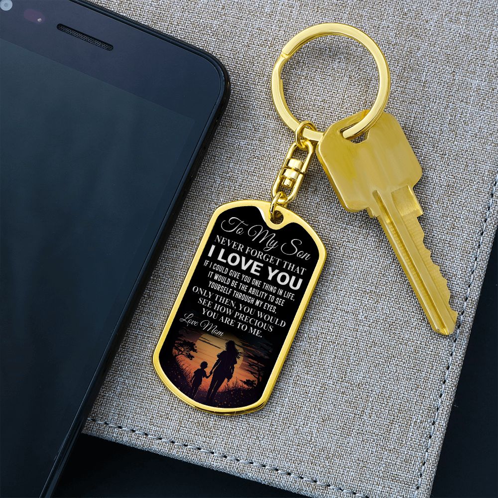 To My Son | Dog Tag With Swivel Keychain
