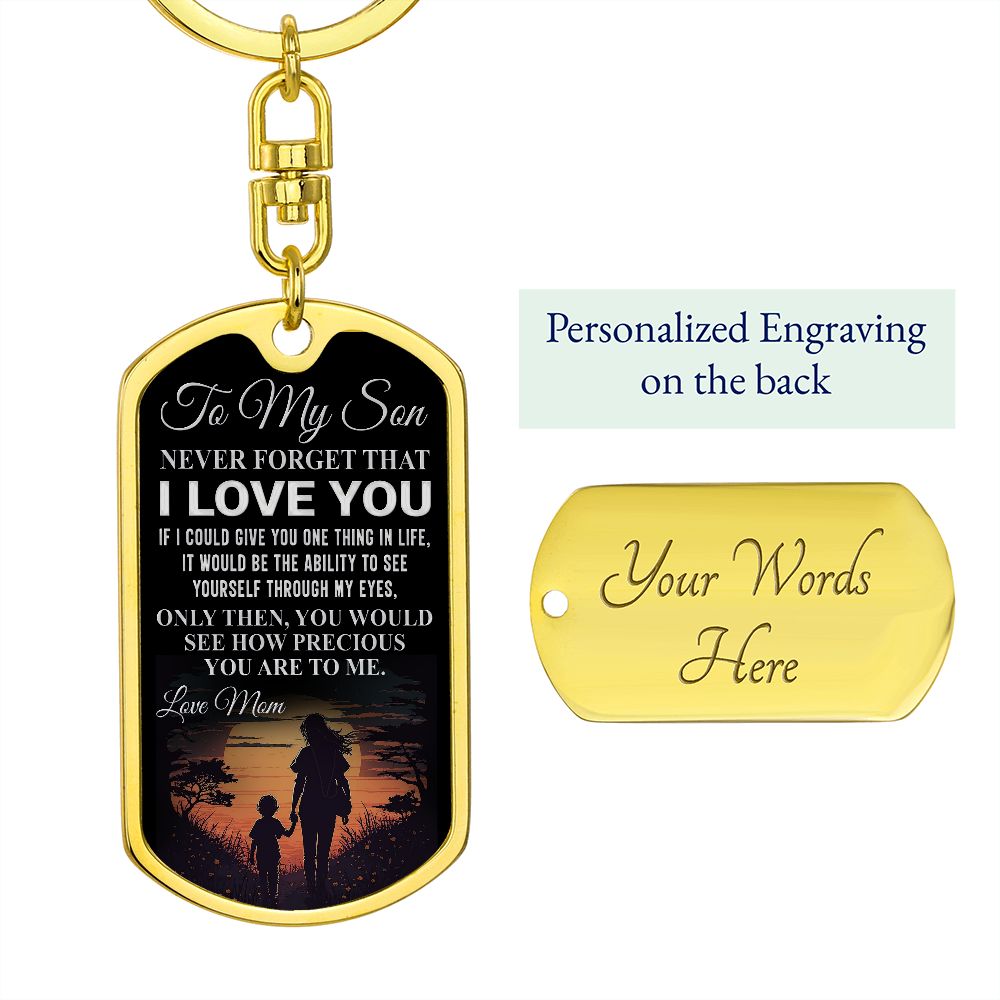 To My Son | Dog Tag With Swivel Keychain