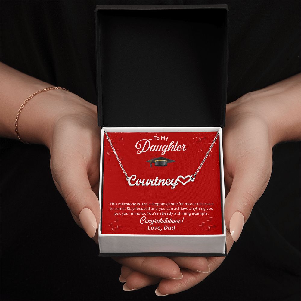 To My Daughter | Name Necklace + Heart Character | Graduation Gift