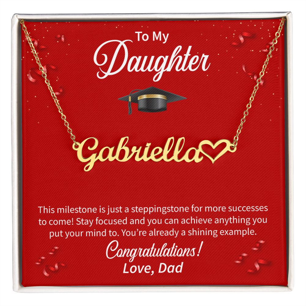 To My Daughter | Name Necklace + Heart Character | Graduation Gift