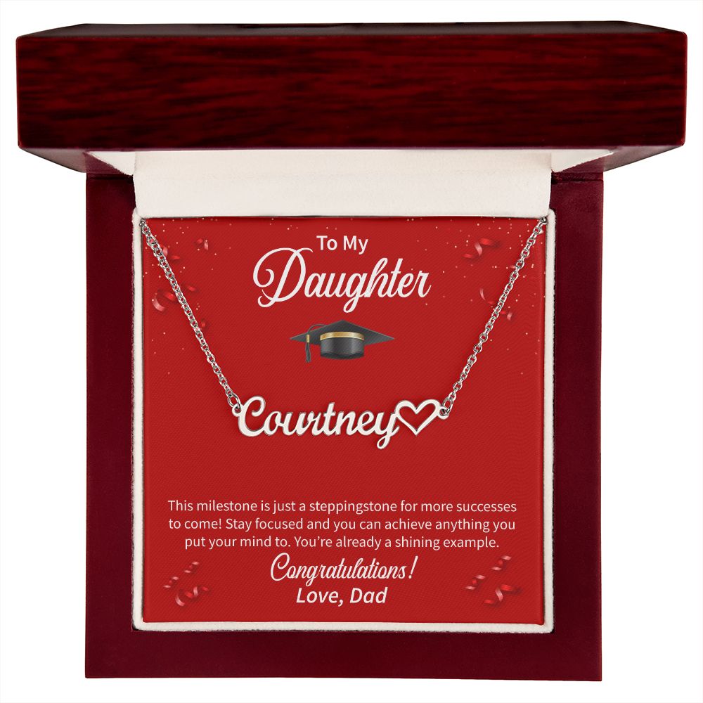 To My Daughter | Name Necklace + Heart Character | Graduation Gift
