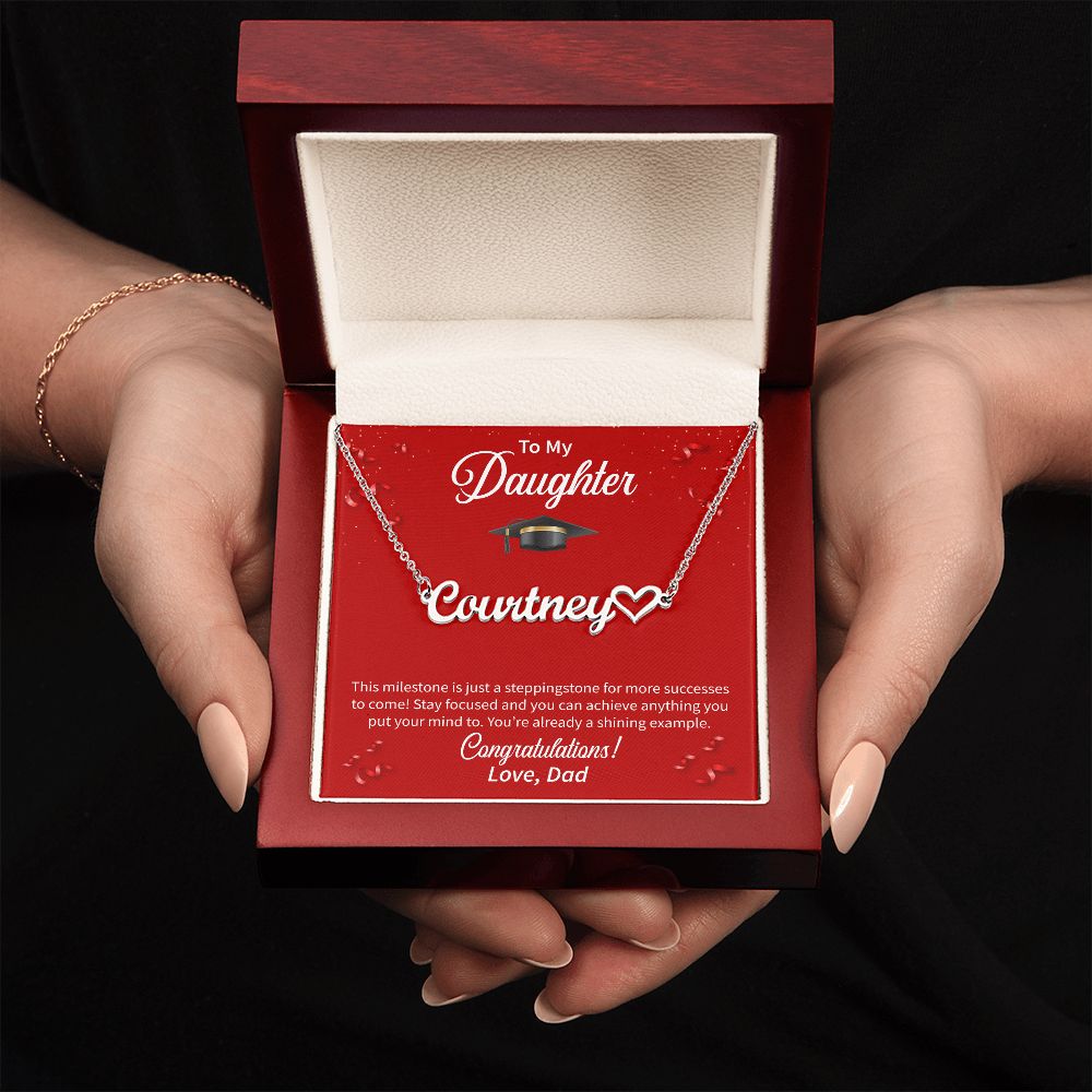 To My Daughter | Name Necklace + Heart Character | Graduation Gift