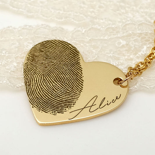 Fingerprint Heart Necklace Valentines Day