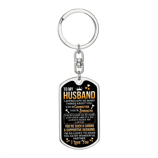To My Husband | Dog Tag With Swivel Keychain