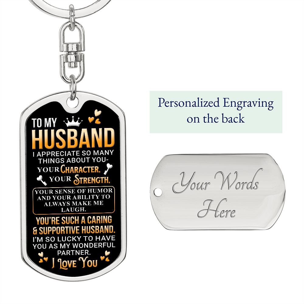 To My Husband | Dog Tag With Swivel Keychain