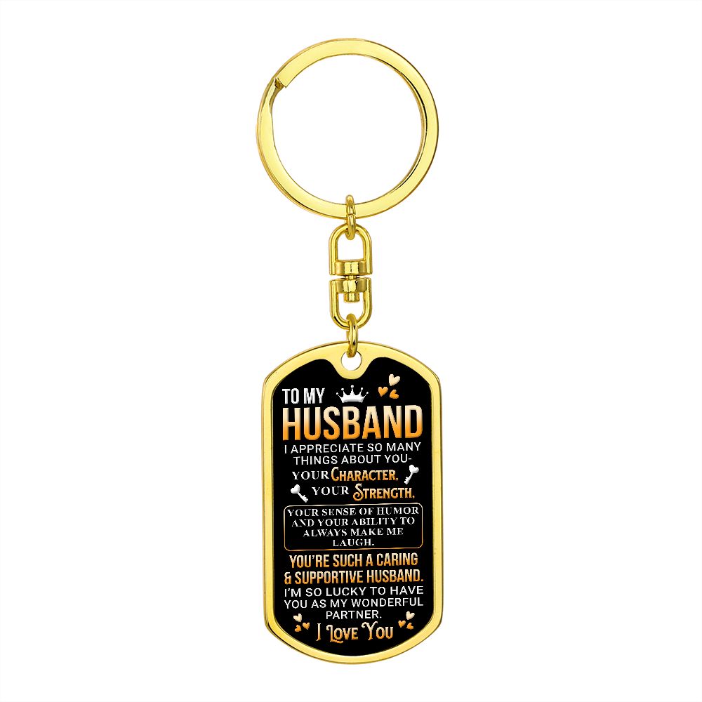 To My Husband | Dog Tag With Swivel Keychain