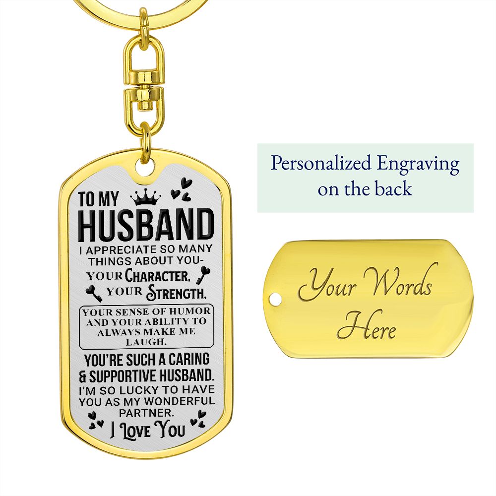 To My Husband | Dog Tag With Swivel Keychain