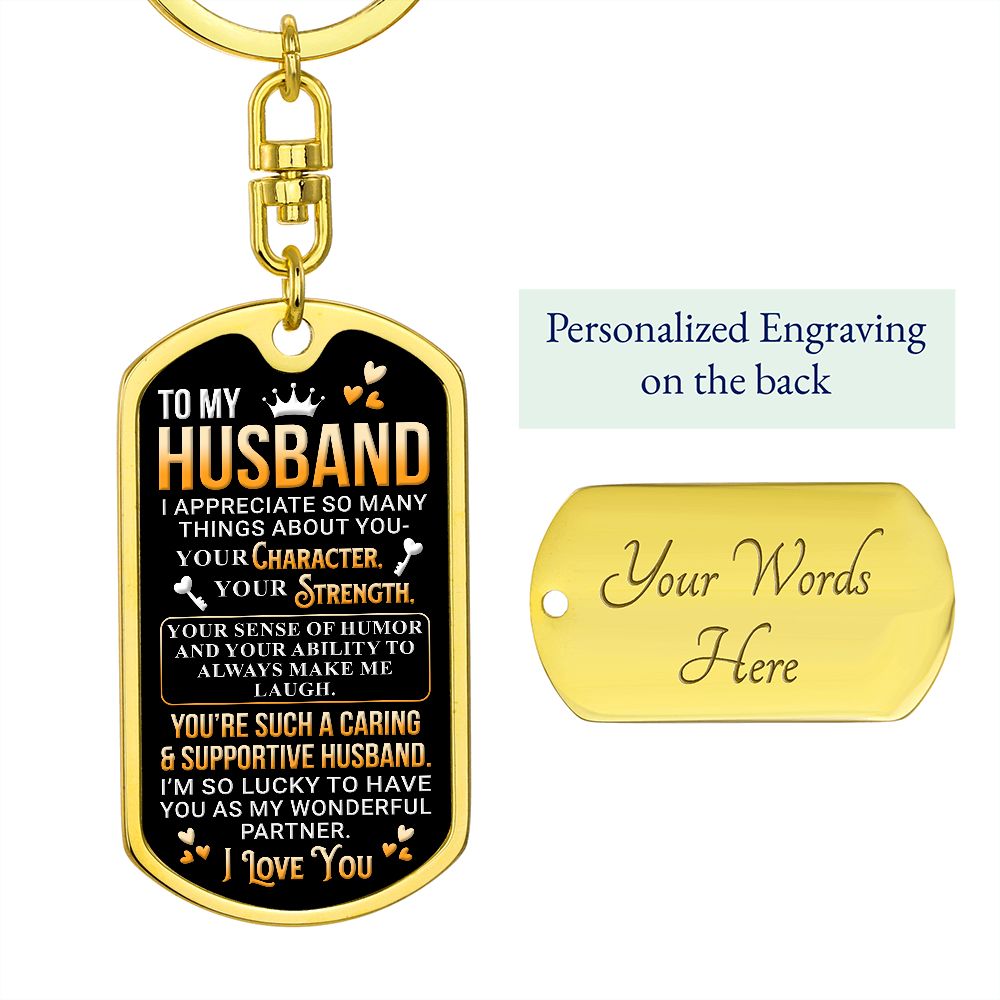 To My Husband | Dog Tag With Swivel Keychain
