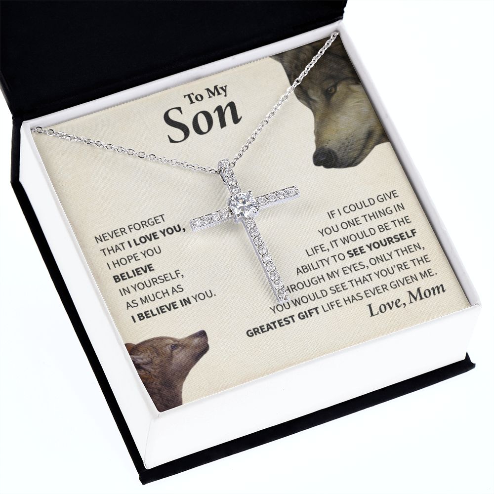 To My Son | CZ Cross Necklace