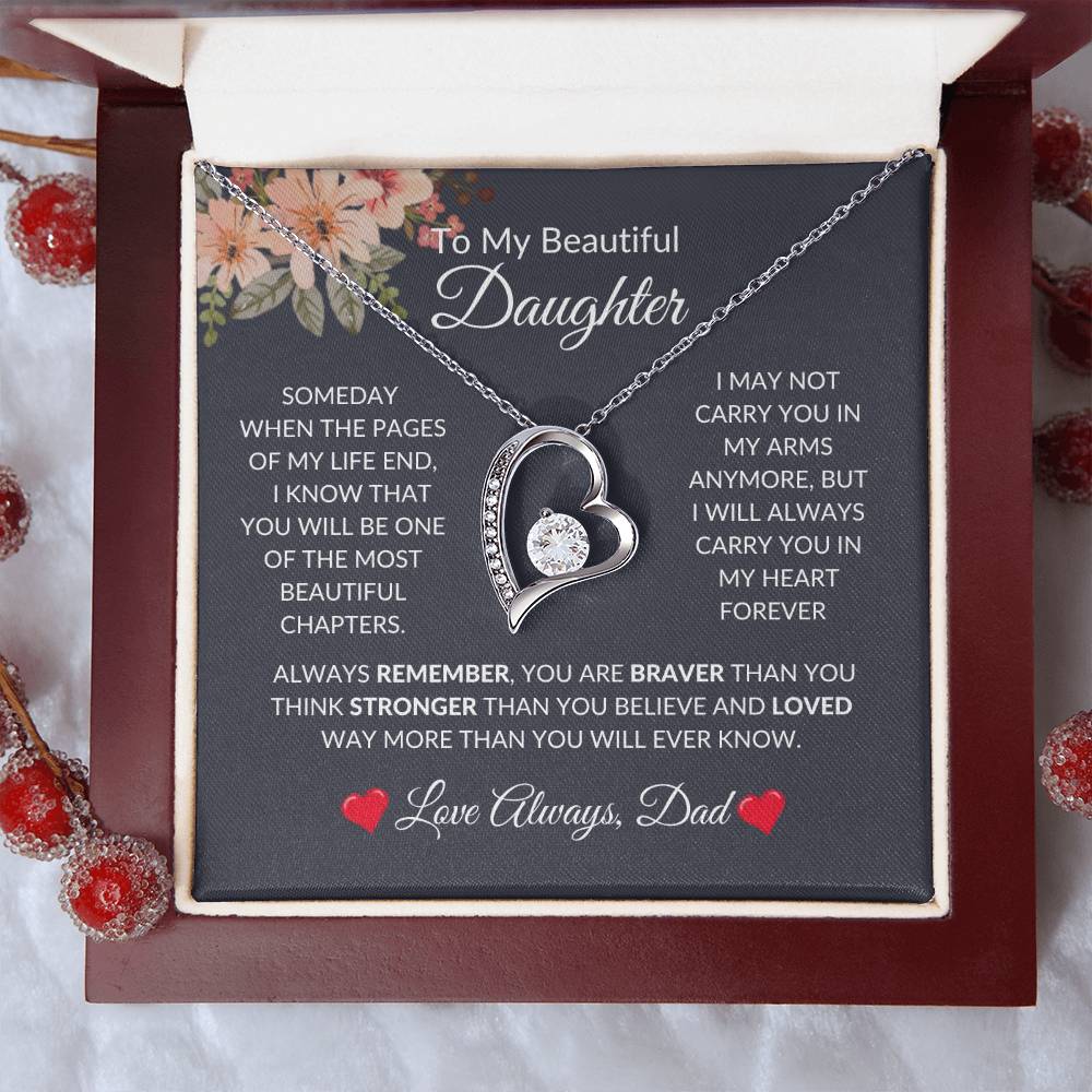 To My Beautiful Daughter | Forever Love Necklace | For Daughter Gift, Birthday, Christmas, Graduation, Valentine's Day, Just Because!