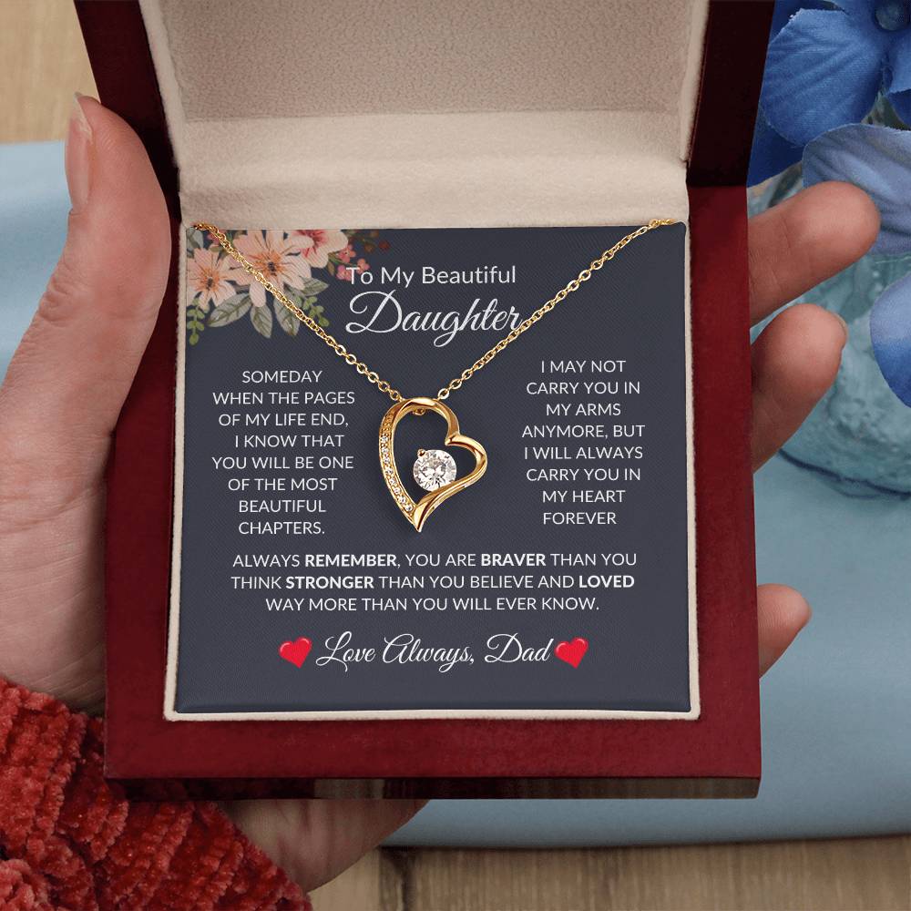 To My Beautiful Daughter | Forever Love Necklace | For Daughter Gift, Birthday, Christmas, Graduation, Valentine's Day, Just Because!
