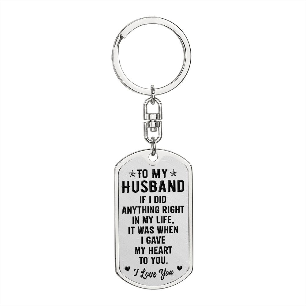 To My Husband | Dog Tag With Swivel Keychain