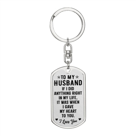 To My Husband | Dog Tag With Swivel Keychain