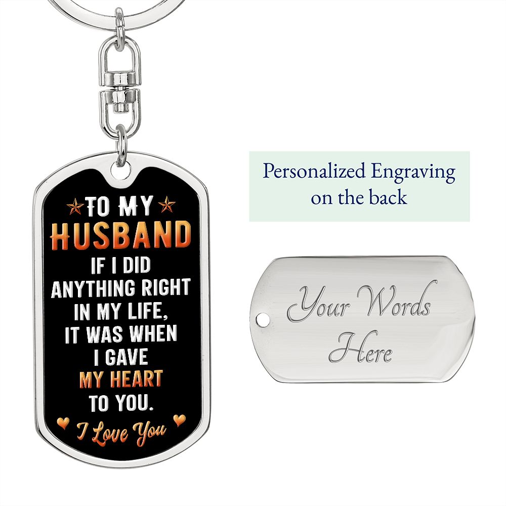 To My Husband | Dog Tag With Swivel Keychain