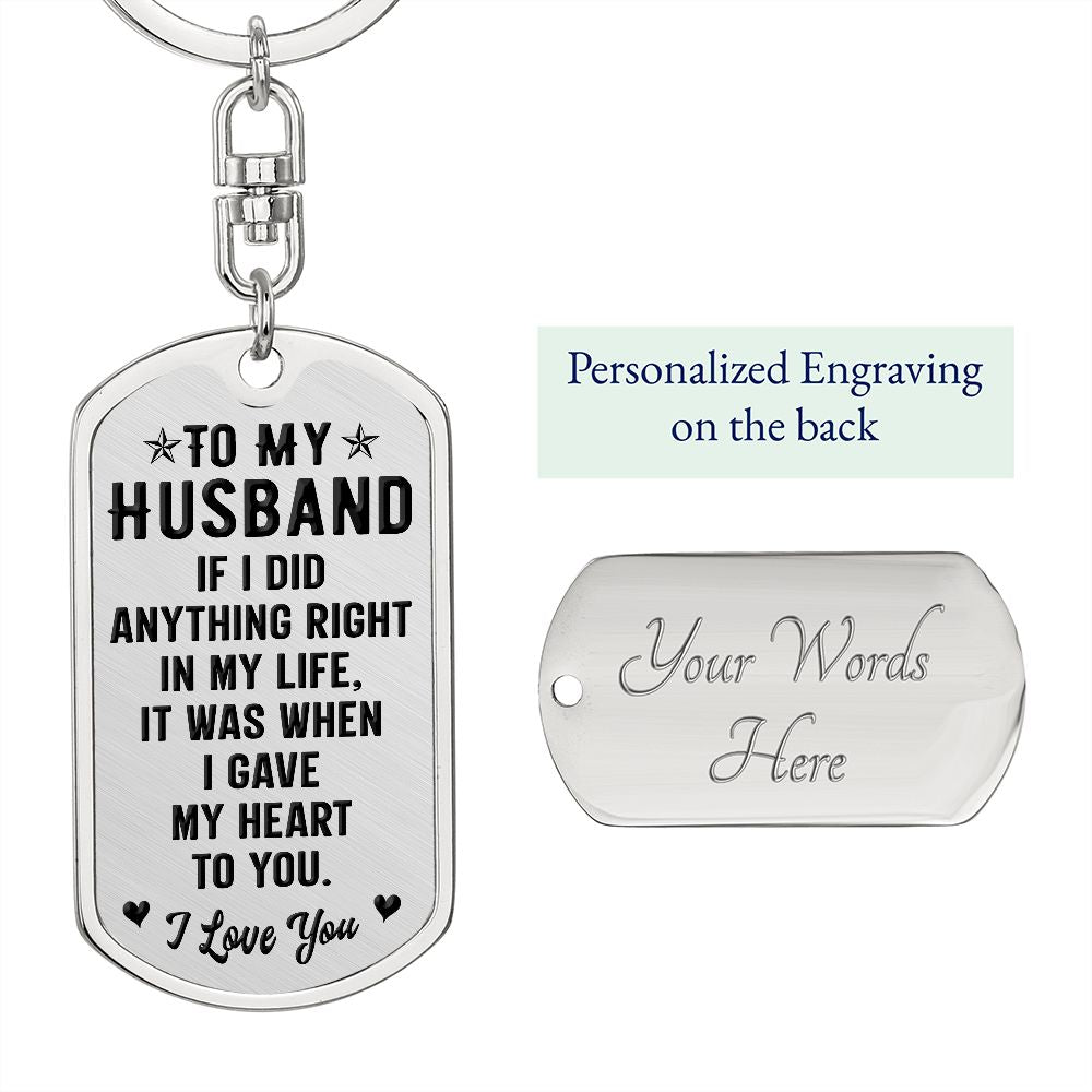 To My Husband | Dog Tag With Swivel Keychain