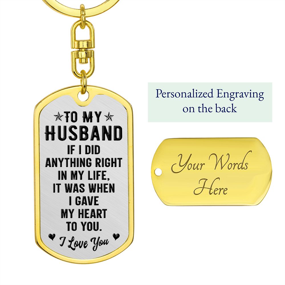 To My Husband | Dog Tag With Swivel Keychain