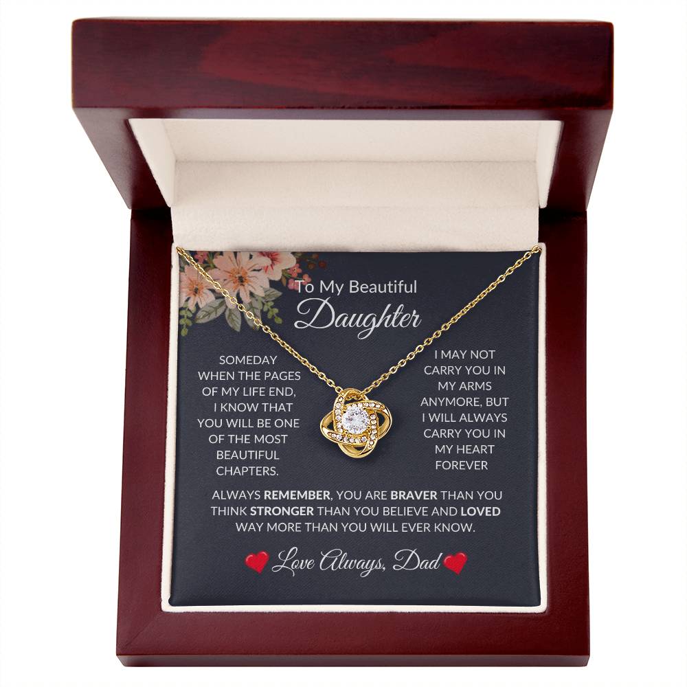 To My Beautiful Daughter | Love Knot Necklace | For Daughter Gift, Birthday, Christmas, Graduation, Valentine's Day, Just Because!