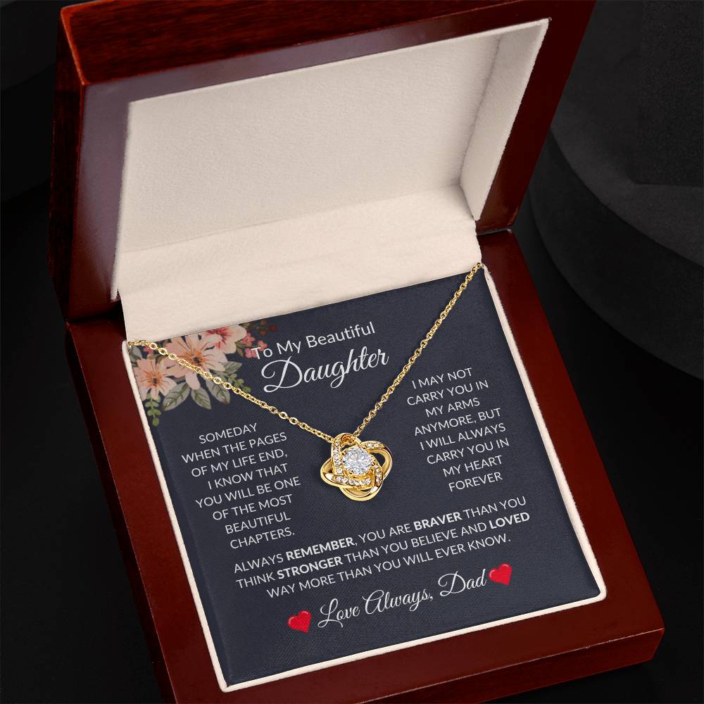 To My Beautiful Daughter | Love Knot Necklace | For Daughter Gift, Birthday, Christmas, Graduation, Valentine's Day, Just Because!