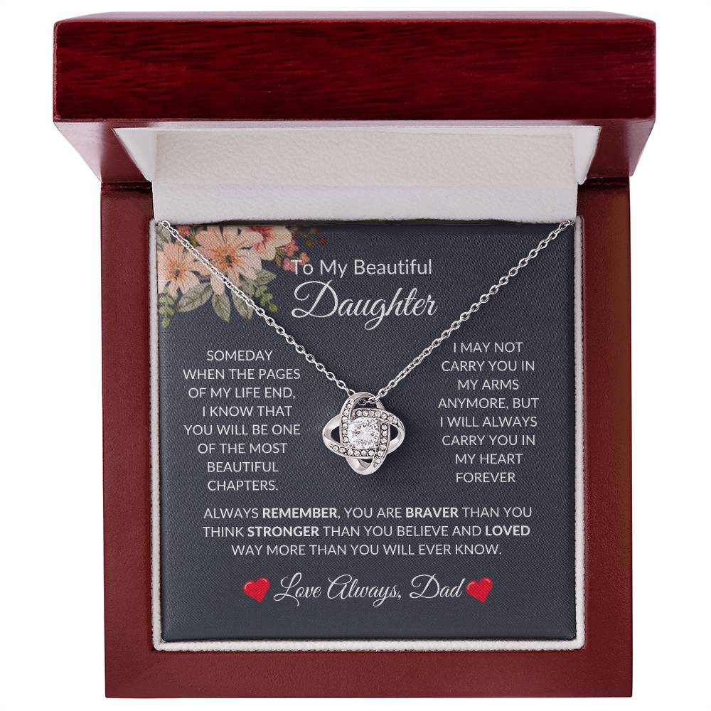 To My Beautiful Daughter | Love Knot Necklace | For Daughter Gift, Birthday, Christmas, Graduation, Valentine's Day, Just Because!