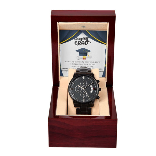 Congrats Grad | Black Chronograph Watch | Graduation Gift