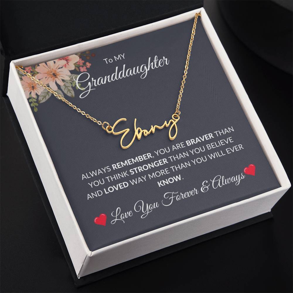 To My Granddaughter [Always Remember] Personalized Name Necklace [Valentine's Day, Birthday, Christmas, Gift
