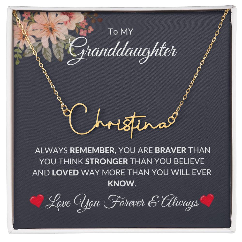To My Granddaughter [Always Remember] Personalized Name Necklace [Valentine's Day, Birthday, Christmas, Gift