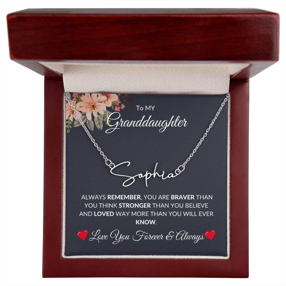 To My Granddaughter [Always Remember] Personalized Name Necklace [Valentine's Day, Birthday, Christmas, Gift