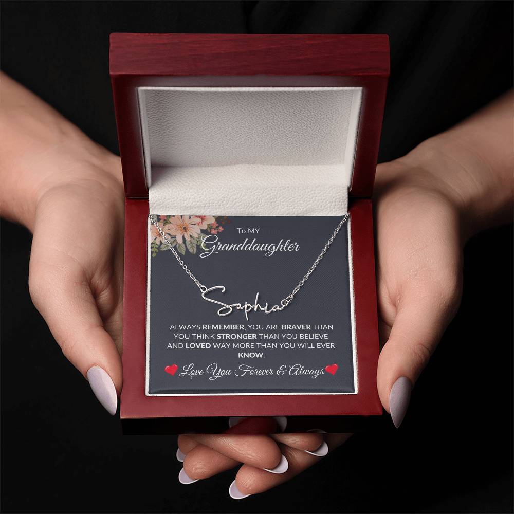 To My Granddaughter [Always Remember] Personalized Name Necklace [Valentine's Day, Birthday, Christmas, Gift