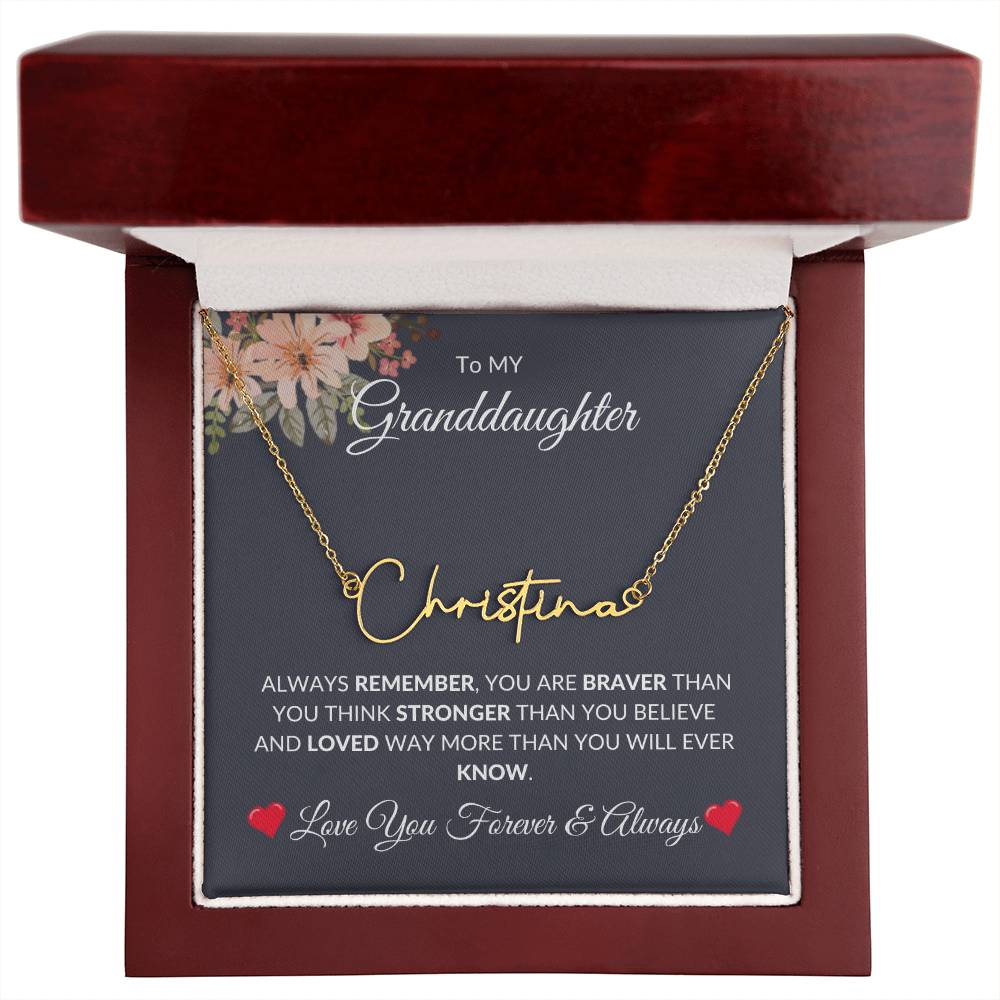 To My Granddaughter [Always Remember] Personalized Name Necklace [Valentine's Day, Birthday, Christmas, Gift