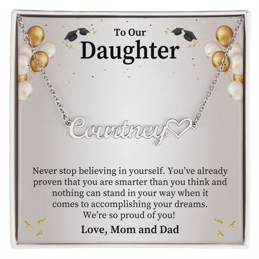 To Our Daughter | Name Necklace+ Heart Character | Graduation Gift
