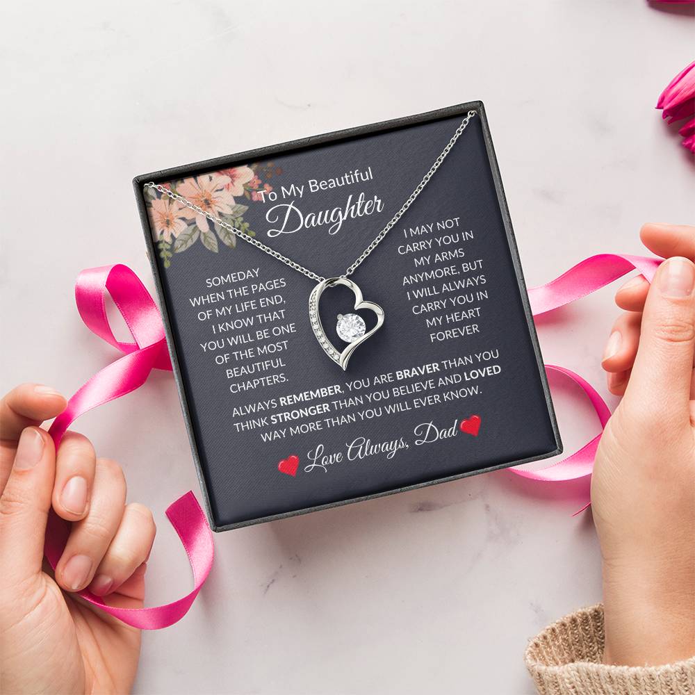 To My Beautiful Daughter | Forever Love Necklace | For Daughter Gift, Birthday, Christmas, Graduation, Valentine's Day, Just Because!