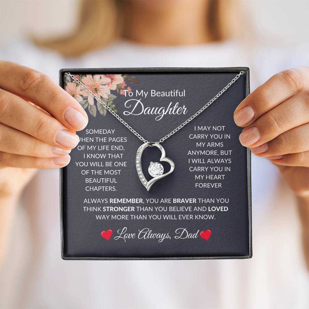 To My Beautiful Daughter | Forever Love Necklace | For Daughter Gift, Birthday, Christmas, Graduation, Valentine's Day, Just Because!